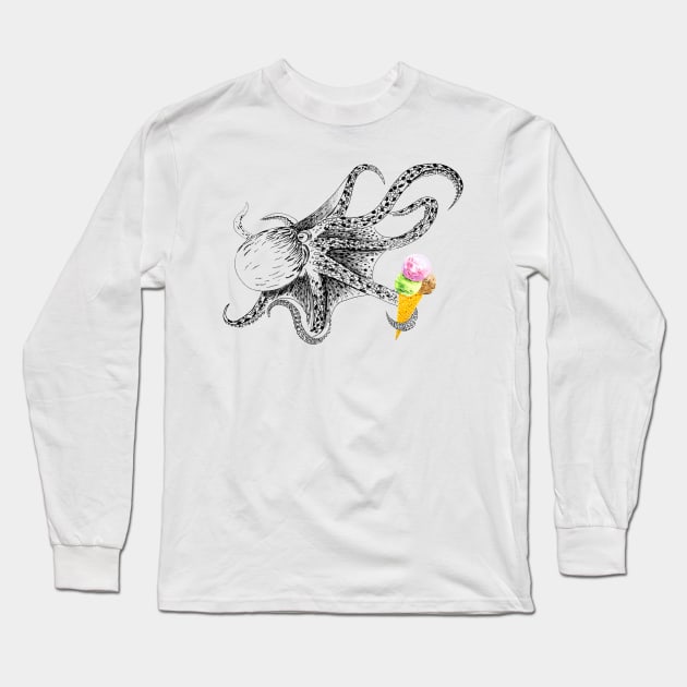 octopus with ice cream Long Sleeve T-Shirt by VicaVeresk